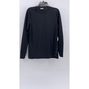 GYMSHARK Men's Black Crewneck Slim-Fit Long Sleeve Sport Logo T-Shirt SZ S